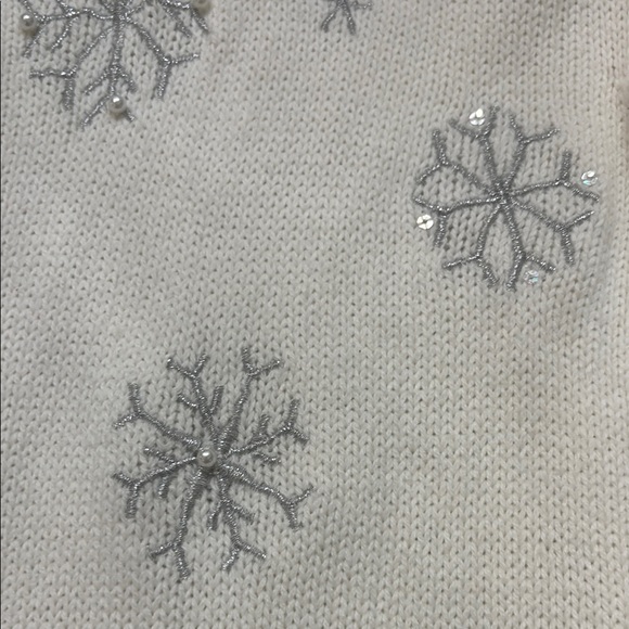 Catherine Malandrino Cream Dress with Silver Snowflakes - Picture 2 of 6